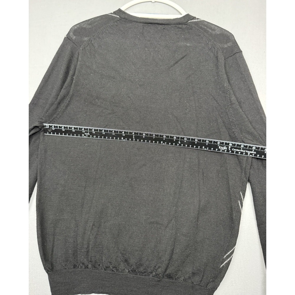 Vintage Kenneth Roberts Black Merino Wool Pullover Sweater Mens Large L V Neck - Picture 5 of 6